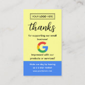 Visite Carte de demande d'avis Google avec logo et code Q (Dos)