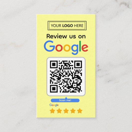 Visite Carte de demande d'avis Google avec logo et code Q (Devant)