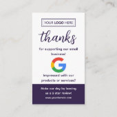 Visite Carte de demande d'avis Google avec logo et code Q (Dos)