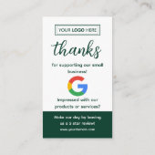 Visite Carte de demande d'avis Google avec logo et code Q (Dos)