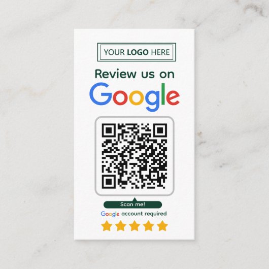 Visite Carte de demande d'avis Google avec logo et code Q (Devant)
