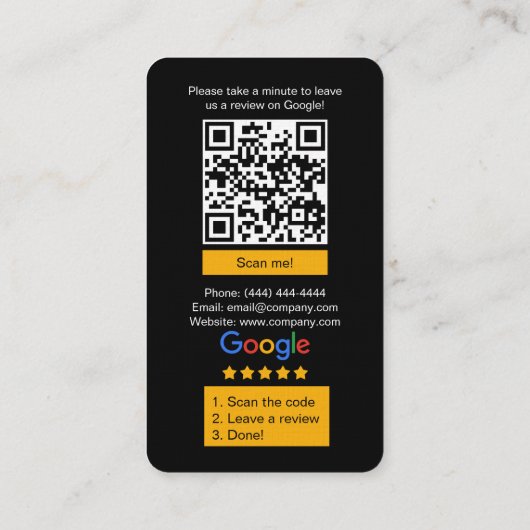 Visite Carte de demande d'avis Google avec logo et QR Cod (Dos)