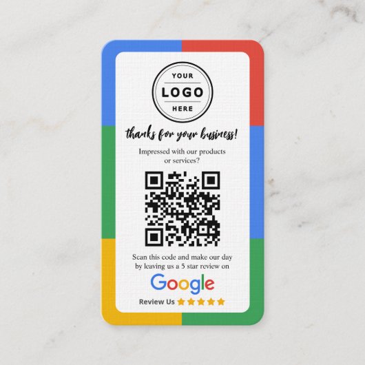 Visite Carte de demande d'avis Google avec logo et QR Cod (Devant)