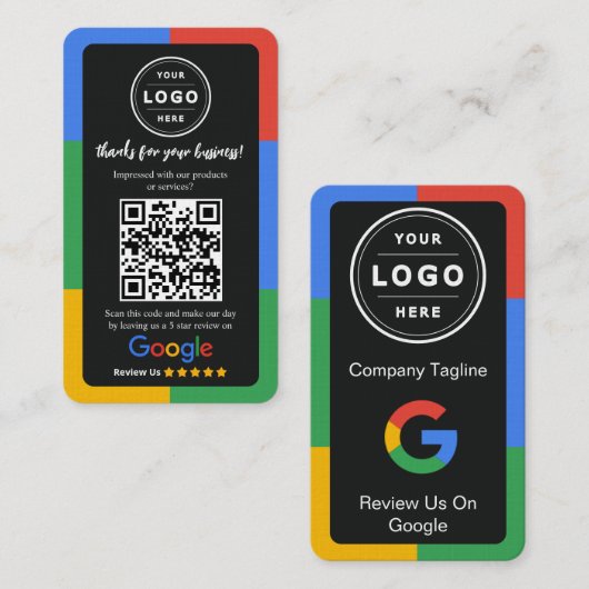 Visite Carte de demande d'avis Google avec logo et QR Cod (Devant / Derrière)