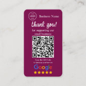 Visite Carte de demande d'avis Google avec QR code (Devant)