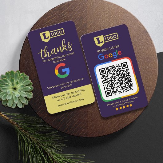 Visite Carte de demande d'avis Google avec QR Code Deep P