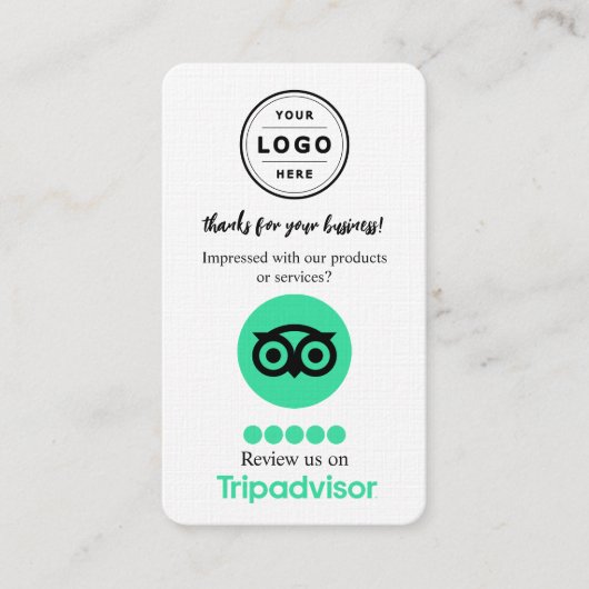 Visite Carte de demande d'avis TripAdvisor avec QR Code (Devant)