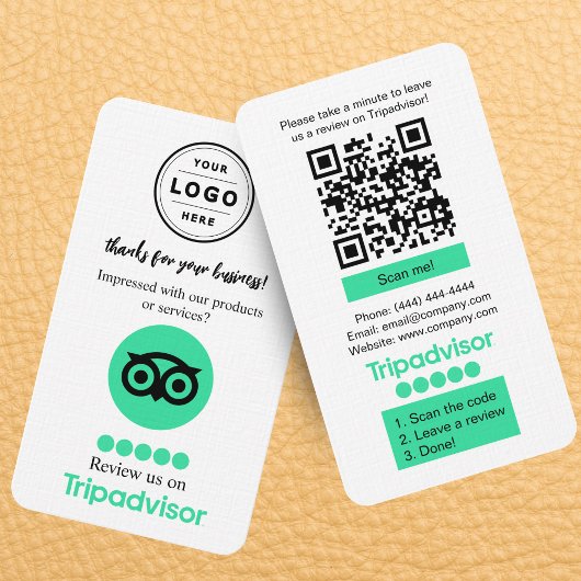 Visite Carte de demande d'avis TripAdvisor avec QR Code