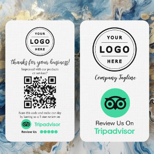 Visite Carte de demande d'avis TripAdvisor avec QR Code