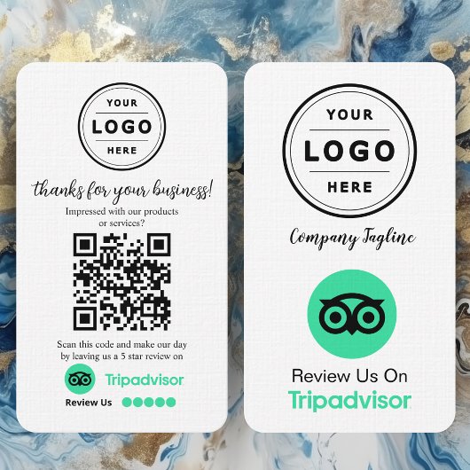 Visite Carte de demande d'avis TripAdvisor avec QR Code