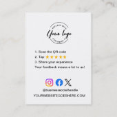 Visite Carte de demande de commentaires clients avec code (Dos)