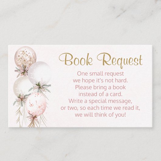 Visite Carte de demande de livre pour fille avec ballon