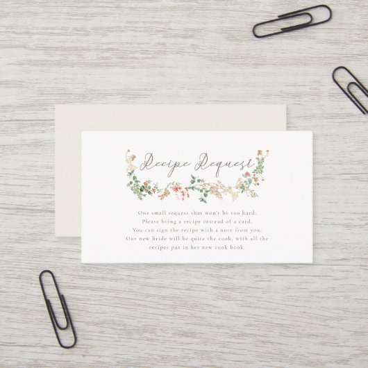 Visite Carte de demande de recette de fleurs sauvages rom (Devant/Arrière en situation)