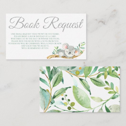 Visite Carte de demande de réservation Koala pour Baby sh (Devant / Derrière)