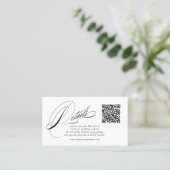 Visite Carte de détails de calligraphie élégante avec cod (Debout devant)
