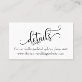 Visite Carte de détails de mariage à conserver 'Save the (Dos)