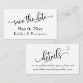 Visite Carte de détails de mariage à conserver 'Save the (Devant / Derrière)