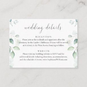 Visite Carte de détails de mariage au budget eucalyptus v
