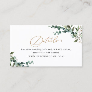 Visite Carte de détails de mariage Chic Greenery Gold