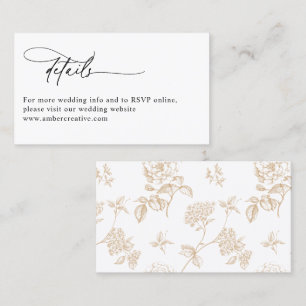 Visite Carte de détails de mariage minimaliste moderne no
