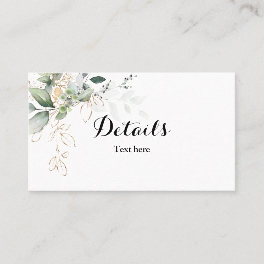 Visite Carte de détails mariage Eucalyptus vert (Devant)