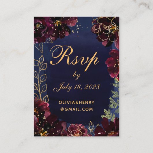 Visite Carte de détails Marine Bordeaux Online RSVP (Devant)