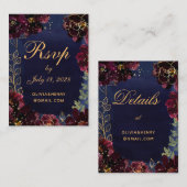 Visite Carte de détails Marine Bordeaux Online RSVP (Devant / Derrière)