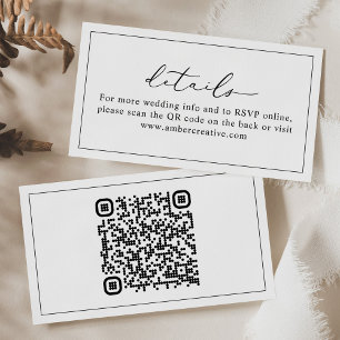 Visite Carte de détails minimaliste du Mariage avec code 