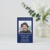 Visite Carte de deuil photo simple moderne (Debout devant)