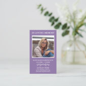 Visite Carte de deuil photo simple moderne (Debout devant)