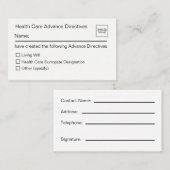 Visite Carte de directives anticipée de soins de santé (Devant / Derrière)