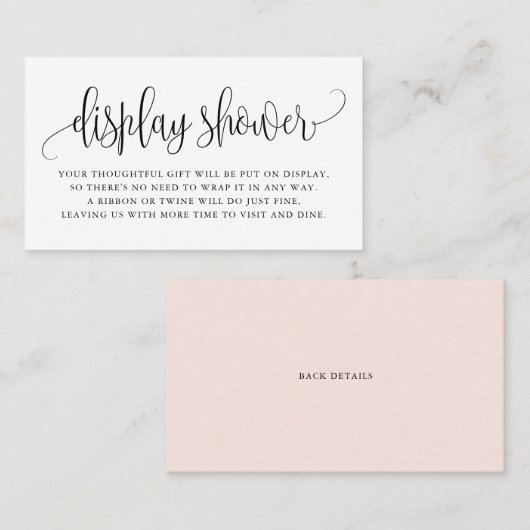 Visite Carte de douche à écran noir joli script (Devant / Derrière)