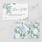 Visite Carte de fermeture à rabat bleu floral éléphant (Devant / Derrière)