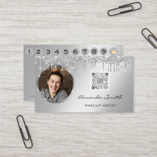 Visite Carte de fidélité 10 Punch Crown Argent QR Logo Ph