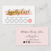 Visite carte de fidélité à la mode Gold & Pink stroke (Devant / Derrière)