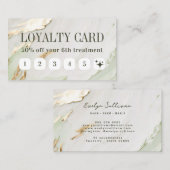 Visite carte de fidélité à la peinture or vert sauge (Devant / Derrière)