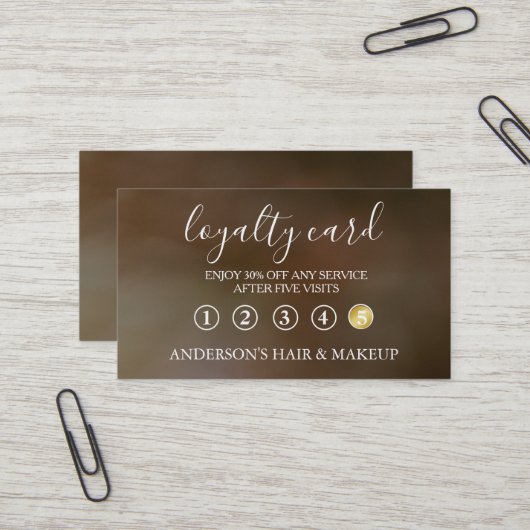 Visite Carte de fidélité à la typographie simple et éléga (Devant/Arrière en situation)