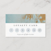 Visite Carte de fidélité Aqua Blue Gold Paint Texture (Devant)