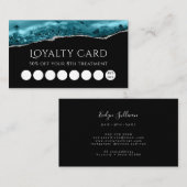 Visite carte de fidélité aquarelle turquoise agate sur no (Devant / Derrière)