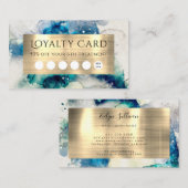 Visite Carte de fidélité Blue Turquoise Watercolor (Devant / Derrière)