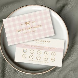 Visite Carte de fidélité Blush Rose à carreaux avec Nœud