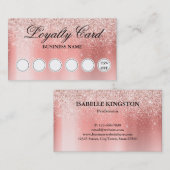Visite Carte de fidélité Blush Rose Gold Parties scintill (Devant / Derrière)