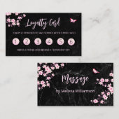 Visite Carte de fidélité Cherry Blossom Marbre noir rose (Devant / Derrière)