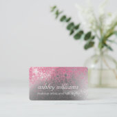 Visite Carte de fidélité chic rose étincelante (Debout devant)