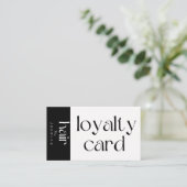 Visite Carte de fidélité client noir et blanc pour coiffe (Debout devant)