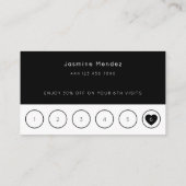 Visite Carte de fidélité client noir et blanc pour coiffe (Dos)