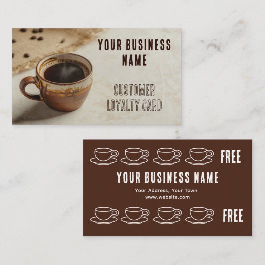 Visite Carte de fidélité client pour café (Devant / Derrière)