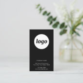 Visite Carte de Fidélité Client Simple Logo et Texte Noir (Debout devant)