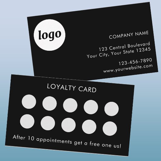 Visite Carte de fidélité client simple logo et texte noir