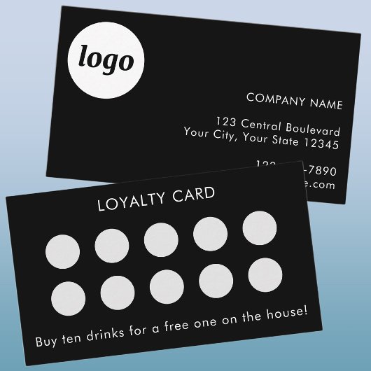 Visite Carte de Fidélité Client Simple Logo et Texte Noir